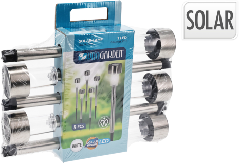 Solarlamp RVS 36cm set 5 stuks