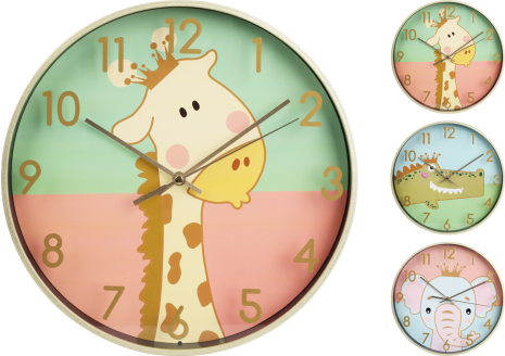Wandklok Kids 25cm assorti