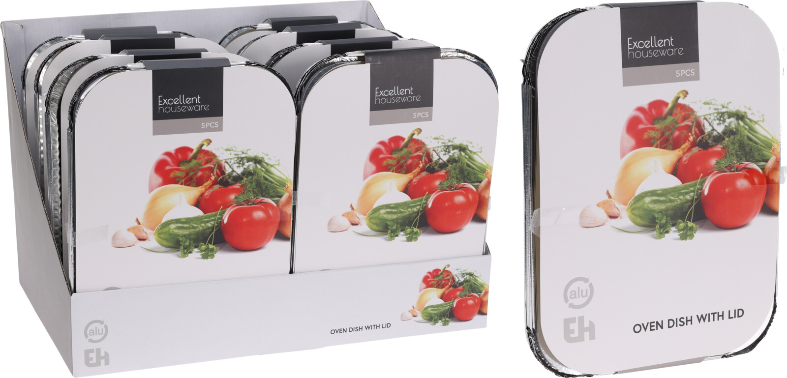 Bereidingsbak met deksel 26x19x6cm 5 stuks