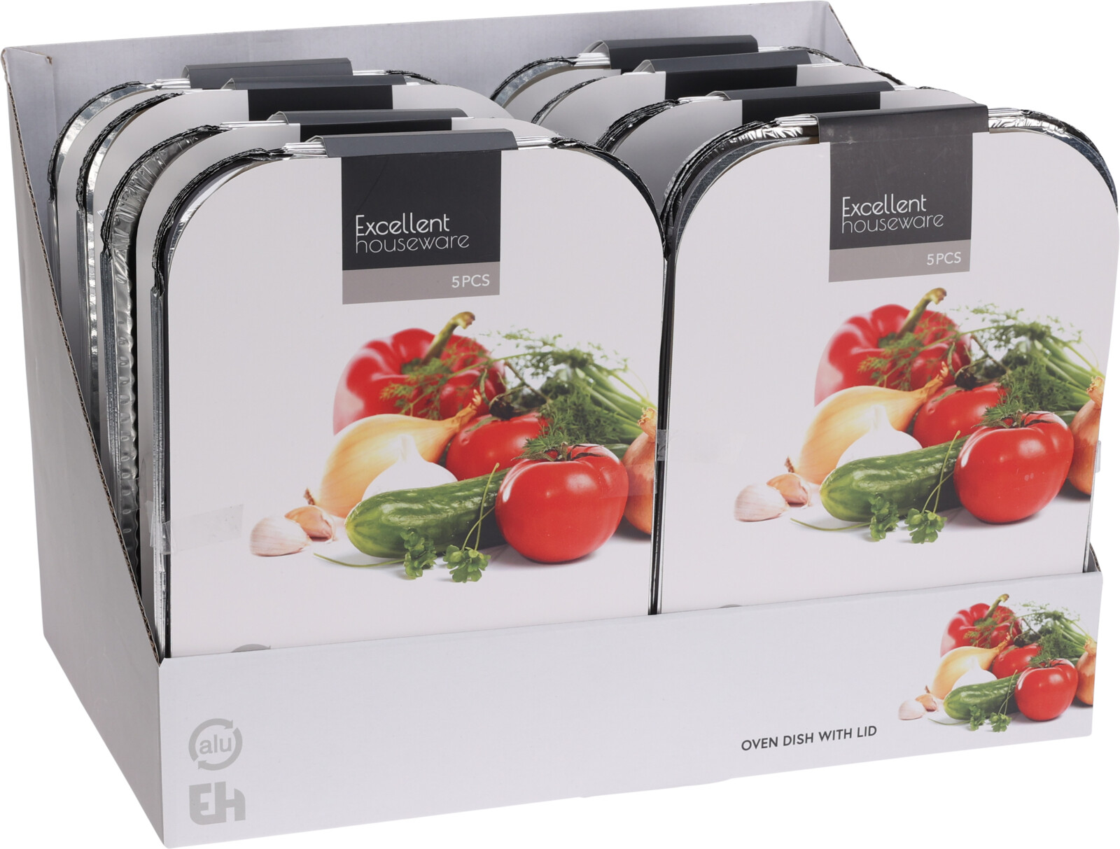 Bereidingsbak met deksel 26x19x6cm 5 stuks