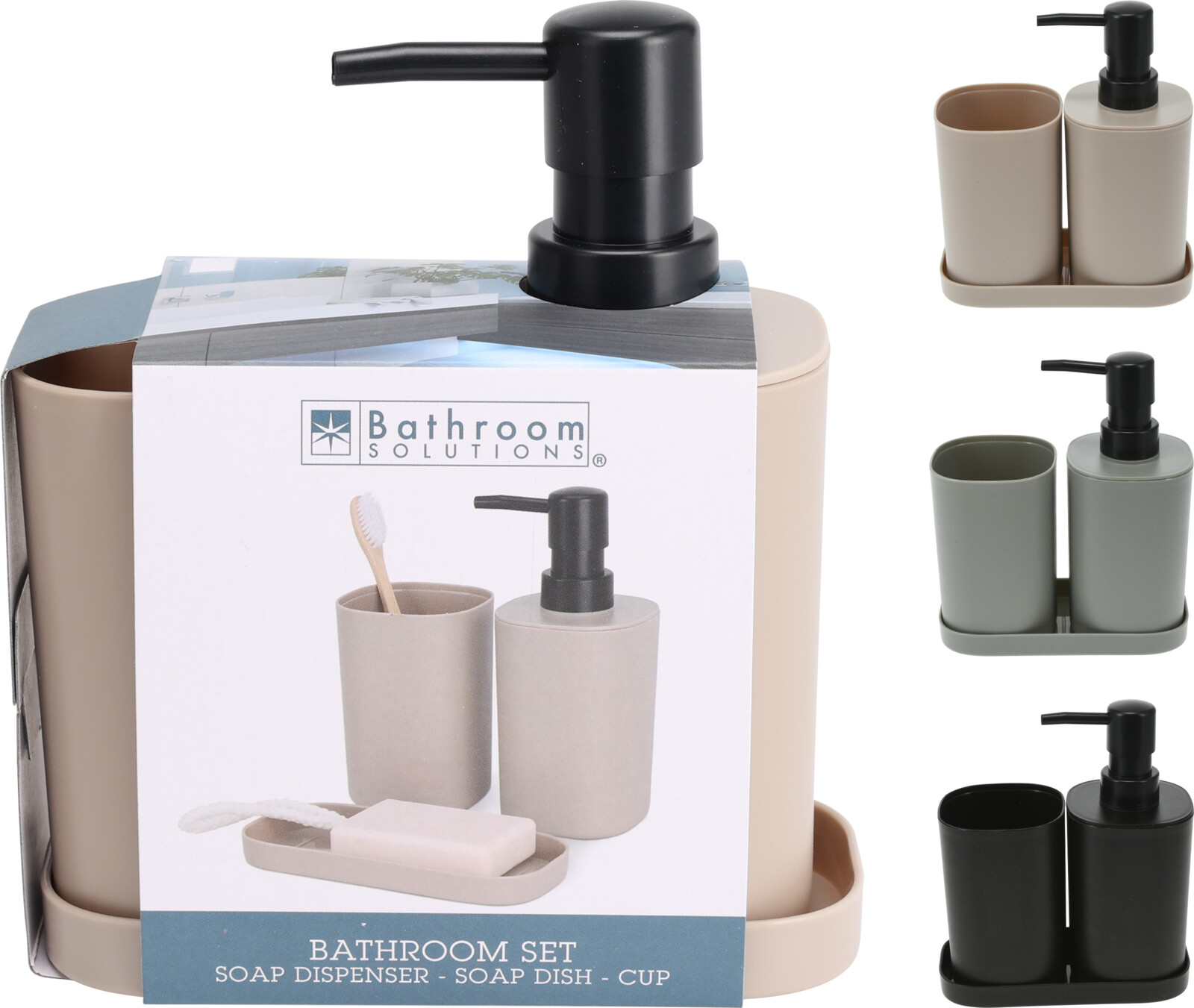 Zeeppomp badkamerset 3 in 1 assorti