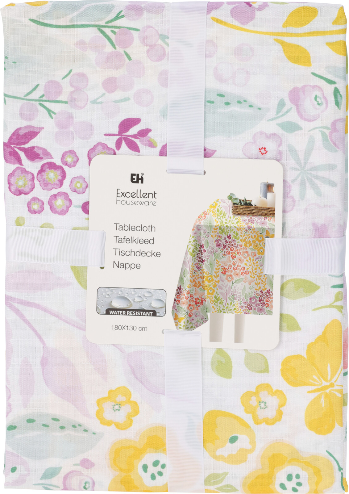 Tafelkleed Flowers Linnen Look 180x130cm