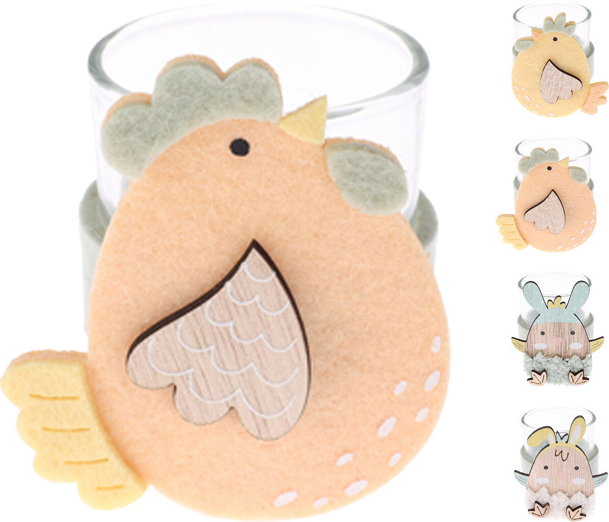 Theelichthouder met Pasen design assorti