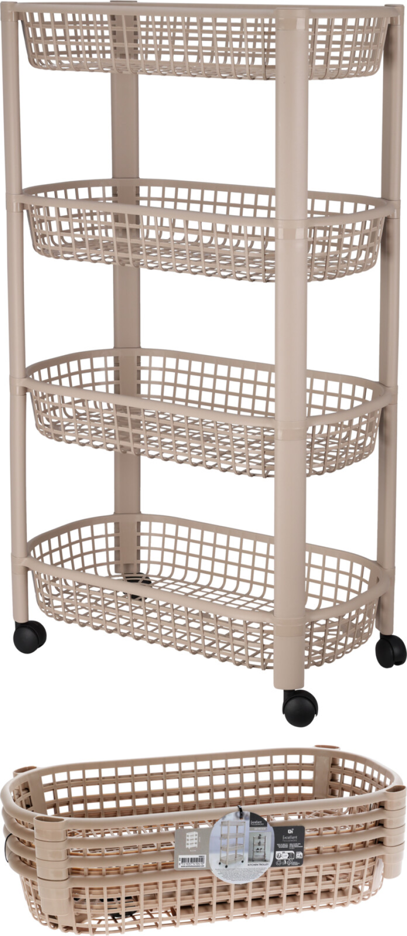 Keuken rolwagen 4 etages 46,5x80cm