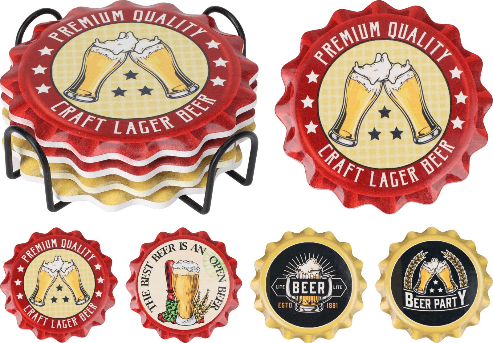 Onderzetter Beer 4 stuks in houder assorti