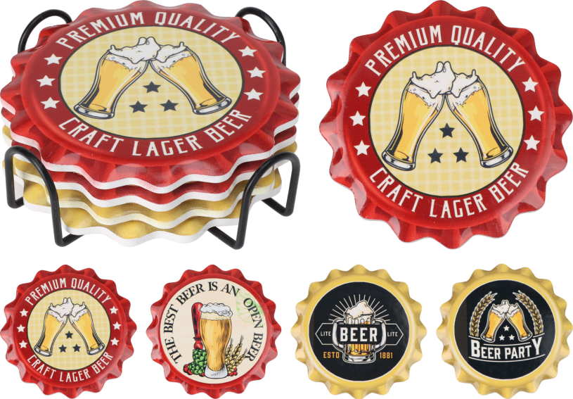 Onderzetter Beer 4 stuks in houder assorti