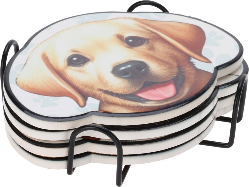 Onderzetter Hond 4 stuks in houder