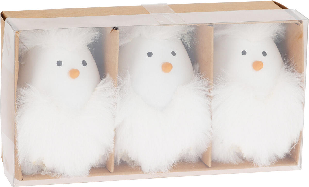 Paasei hang deco fluffy set 3 stuks assorti