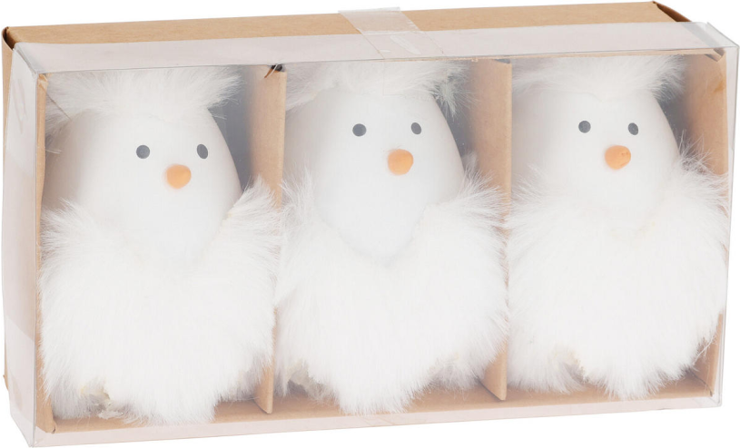 Paasei hang deco fluffy set 3 stuks assorti