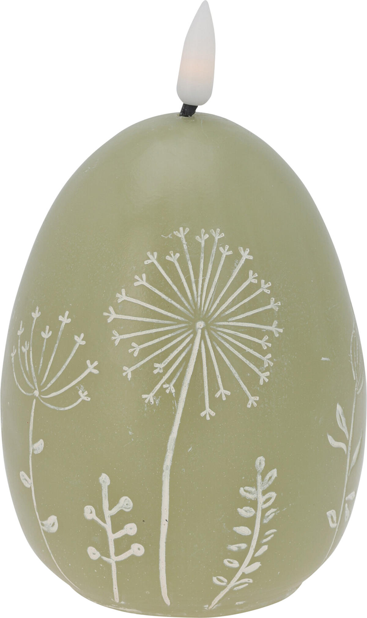 LED Kaars Paasei met bloem dessin assorti