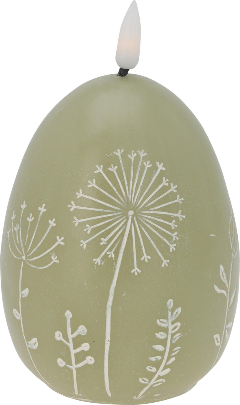 LED Kaars Paasei met bloem dessin assorti