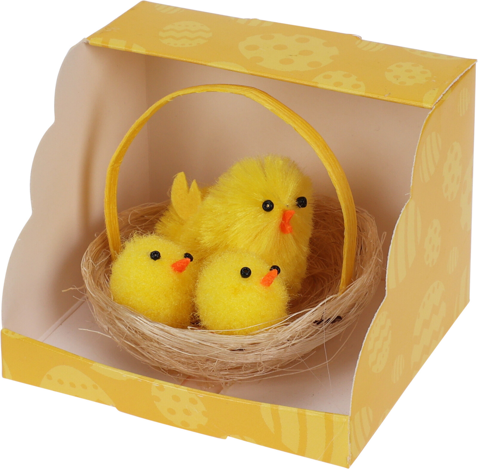 Chenillke kuikens 6cm 3 stuks in nestje in display