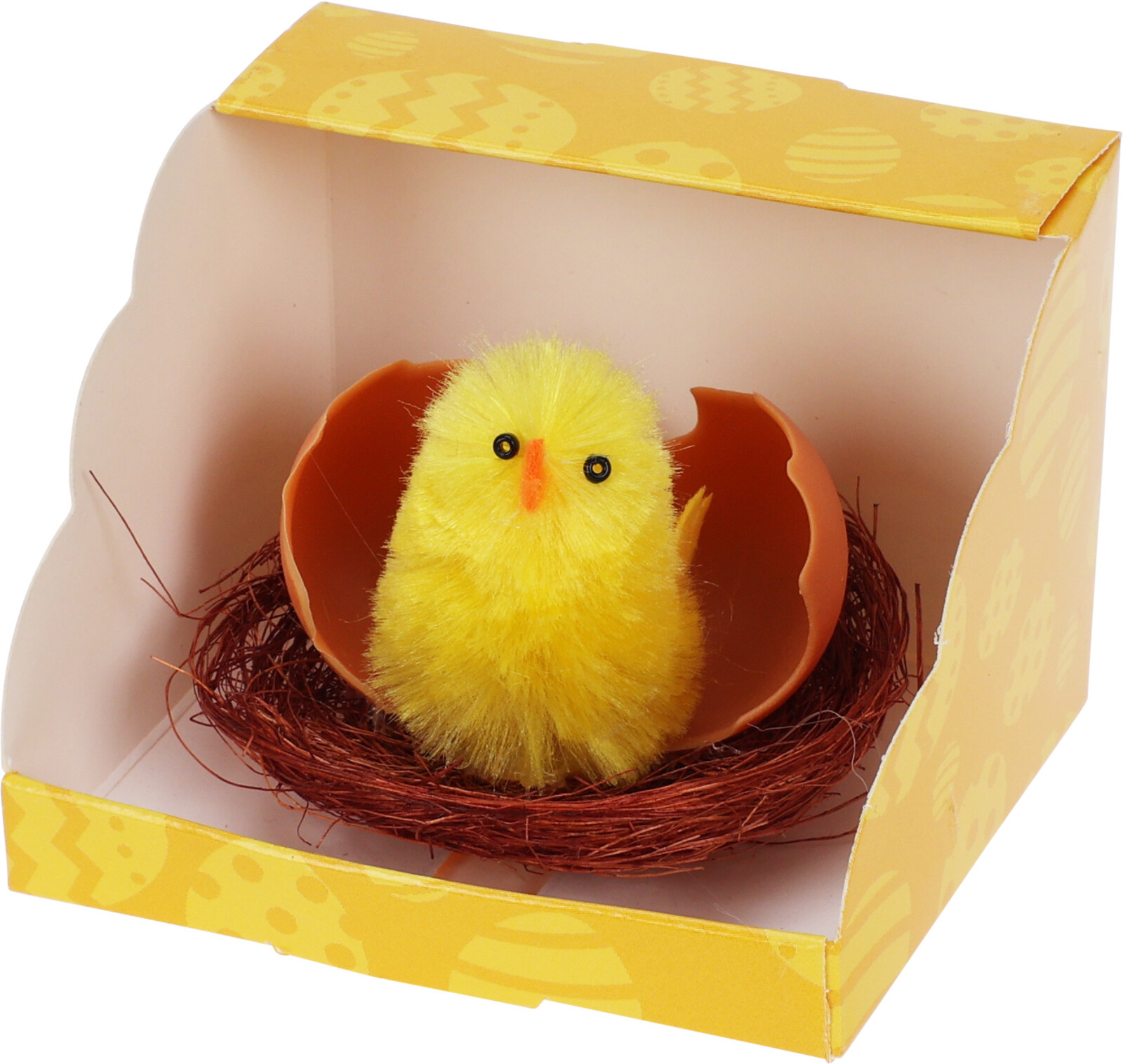 Chenillke kuikens 6cm 3 stuks in nestje in display