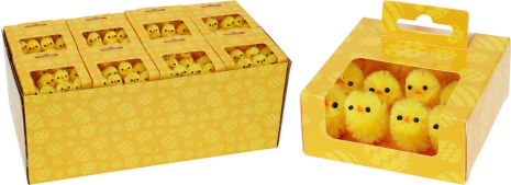 Chenille kuikentjes set 8 stuks assorti