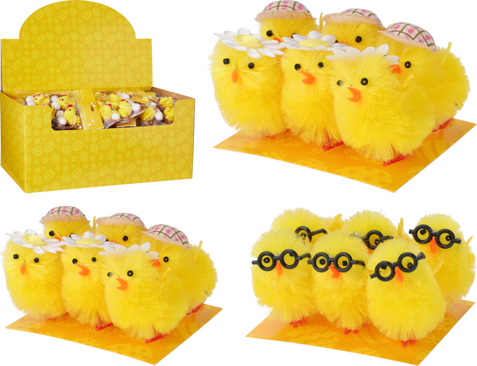 Chenillke kuikens 5cm 6 stuks in display