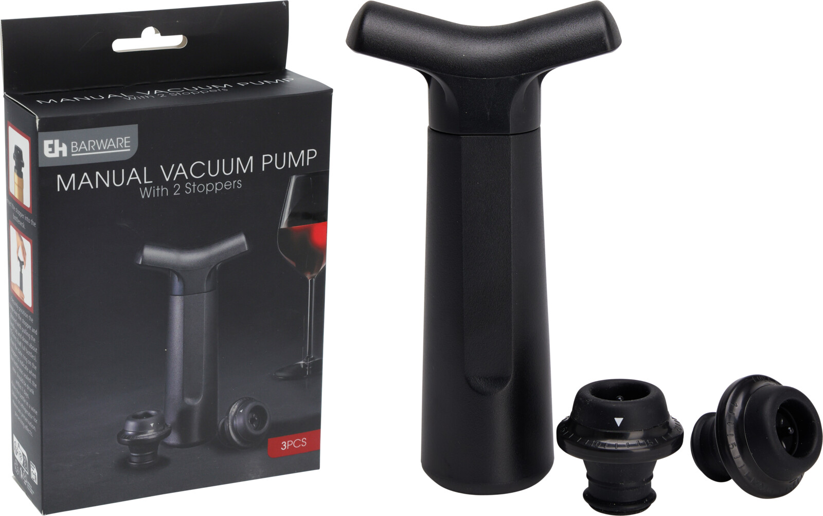 EH Barware wijn vacuumpomp set 13cm 3-delig