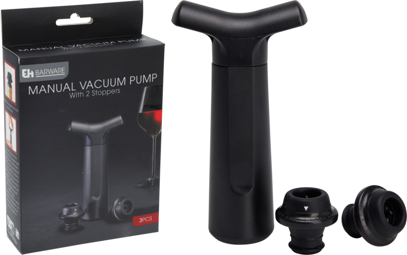 EH Barware wijn vacuumpomp set 13cm 3-delig