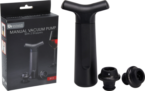 EH Barware wijn vacuumpomp set 13cm 3-delig