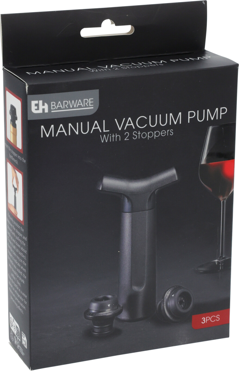 EH Barware wijn vacuumpomp set 13cm 3-delig