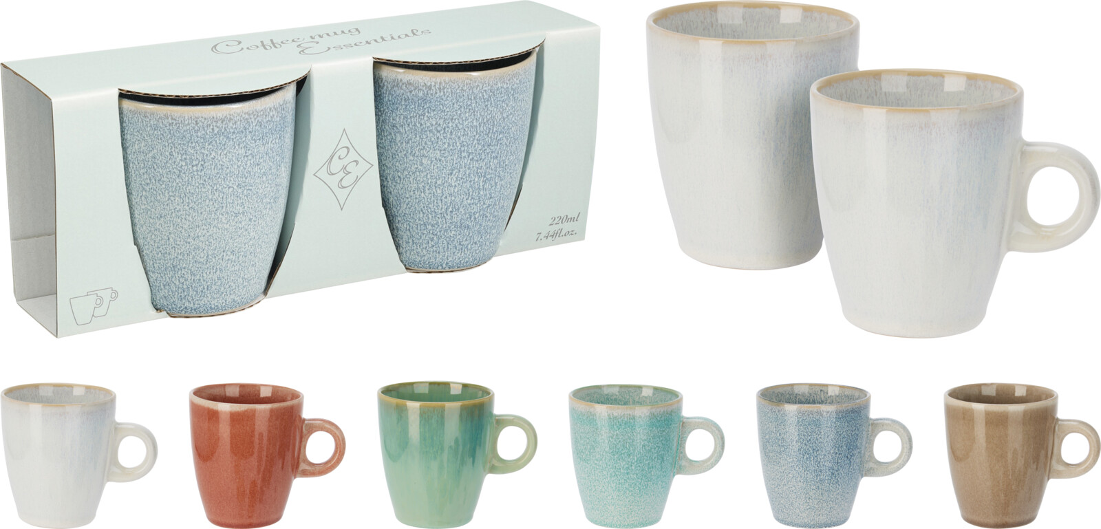 Beker Aardewerk 200 ml set 2 stuks assorti