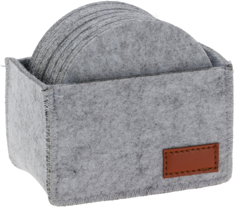 Onderzetter set Vilt 10cm 12 stuks met houder