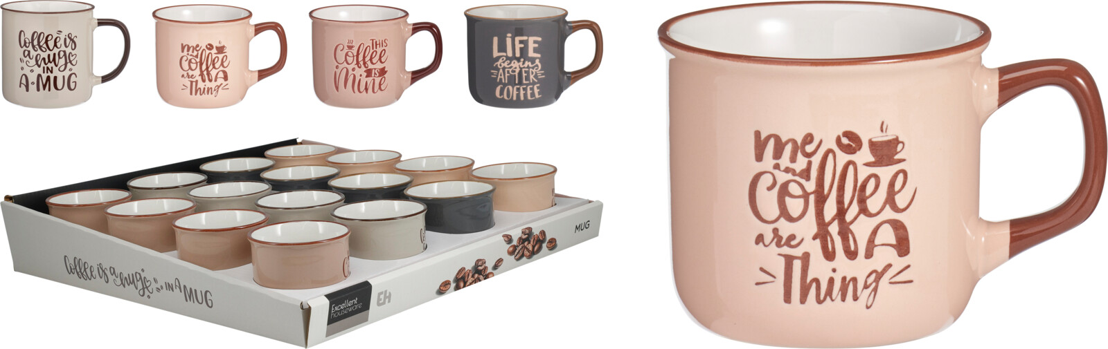 Beker aardewerk Coffee 160ml assori