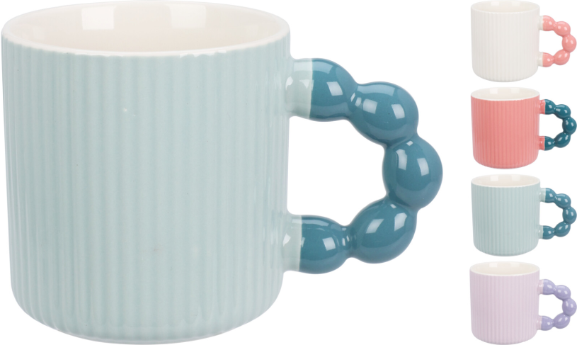 Beker 34cl rib pastel assorti