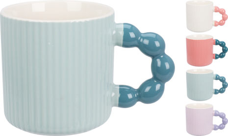 Beker 34cl rib pastel assorti