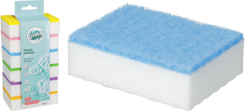 Magische spons met schuurzijde 6 stuks