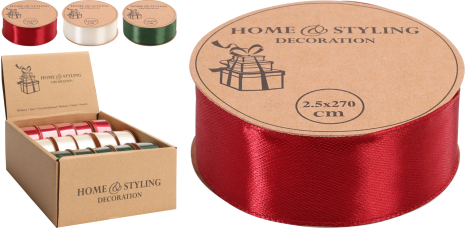 Kerstlint 2,5x300cm 3 assorti kleur