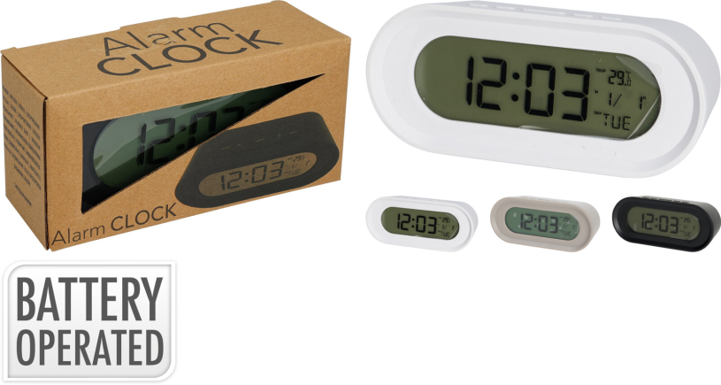 Wekker digitaal 149x50x62mm 3 assorti kleur