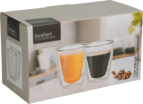 Dubbelwanding Koffie/Theeglas 250ml 2 stuks