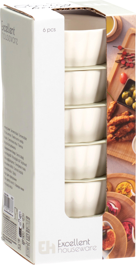 Snackschaal Porselein 8,5x3cm set 6 stuks