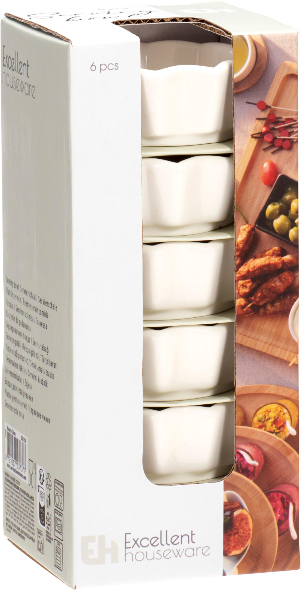 Snackschaal Porselein 8,5x3cm set 6 stuks