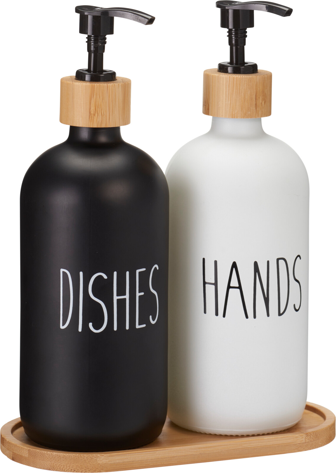 Zeepdispenser set glas 2x500ml incl. onderzetter