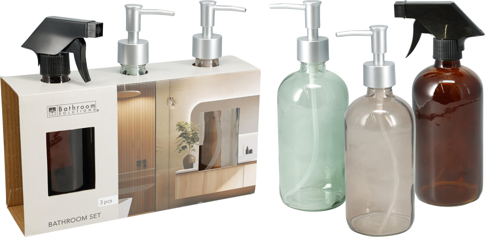 Bathroom Solution Badkamer set glas 3-delig