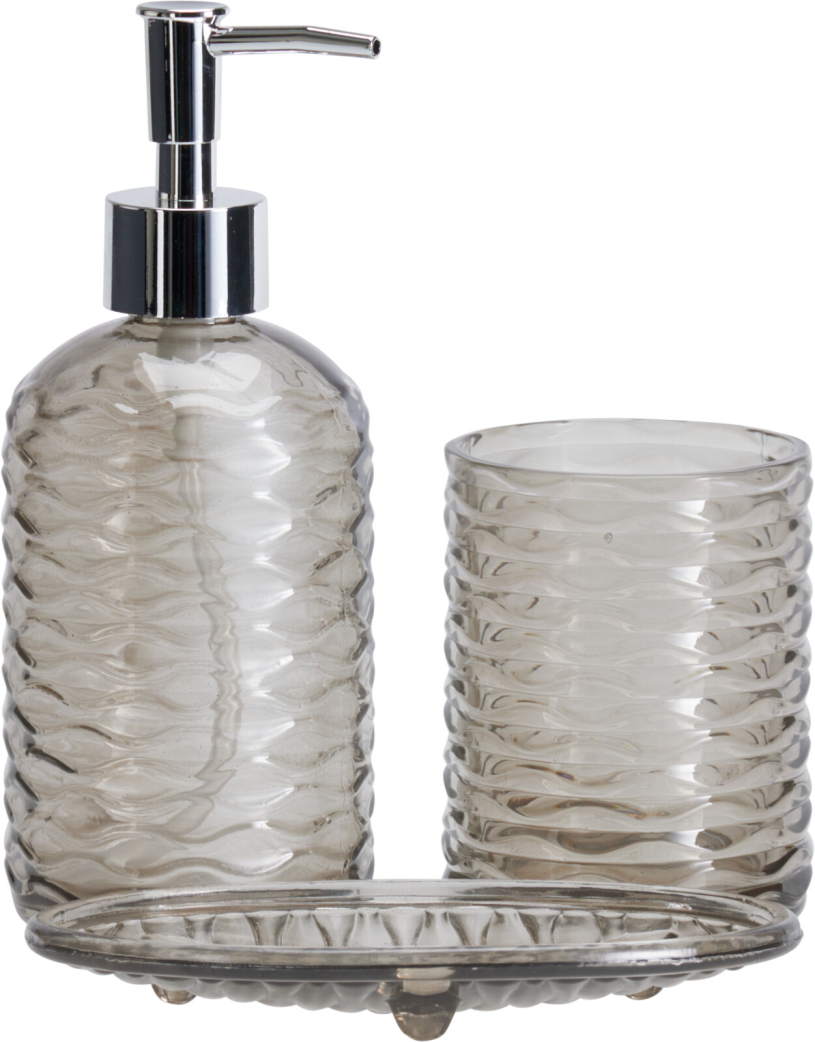 Badkamerset Ribbel Glas 3 delig assorti