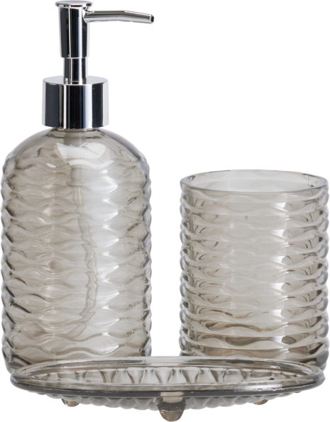 Badkamerset Ribbel Glas 3 delig assorti