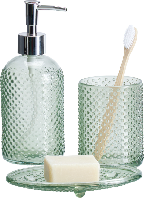 Badkamerset Ribbel Glas 3 delig assorti