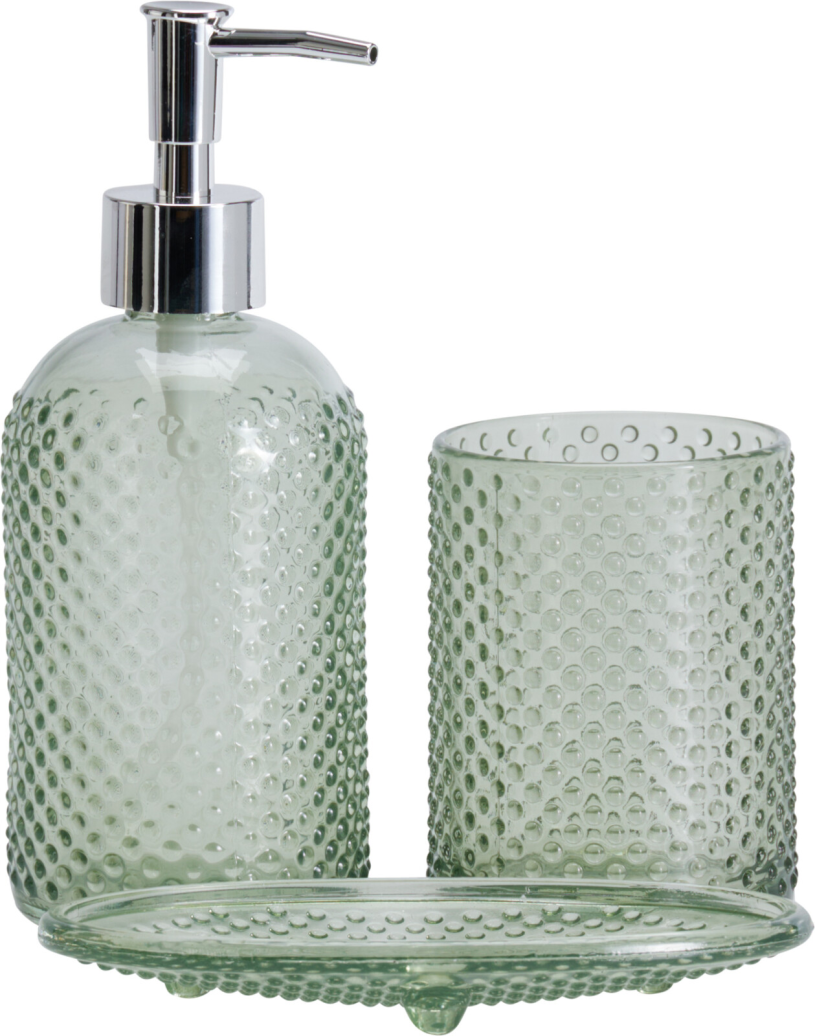 Badkamerset Ribbel Glas 3 delig assorti