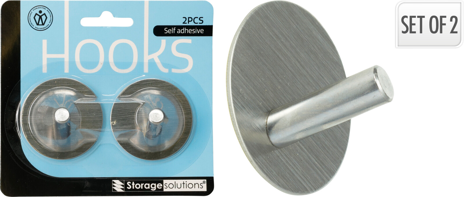 Ophanghaakjes RVS 2 stuks - zilver