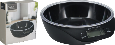 Keukenweegschaal zwart digitaal met mengkom 400ml