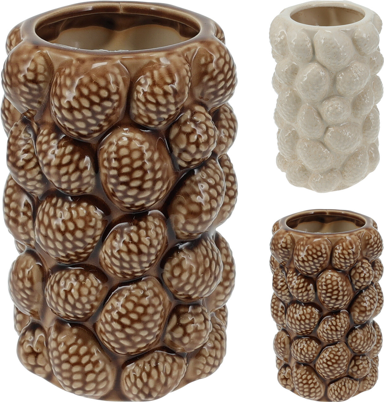 Vaas Dennenappels 23cm 2 assorti