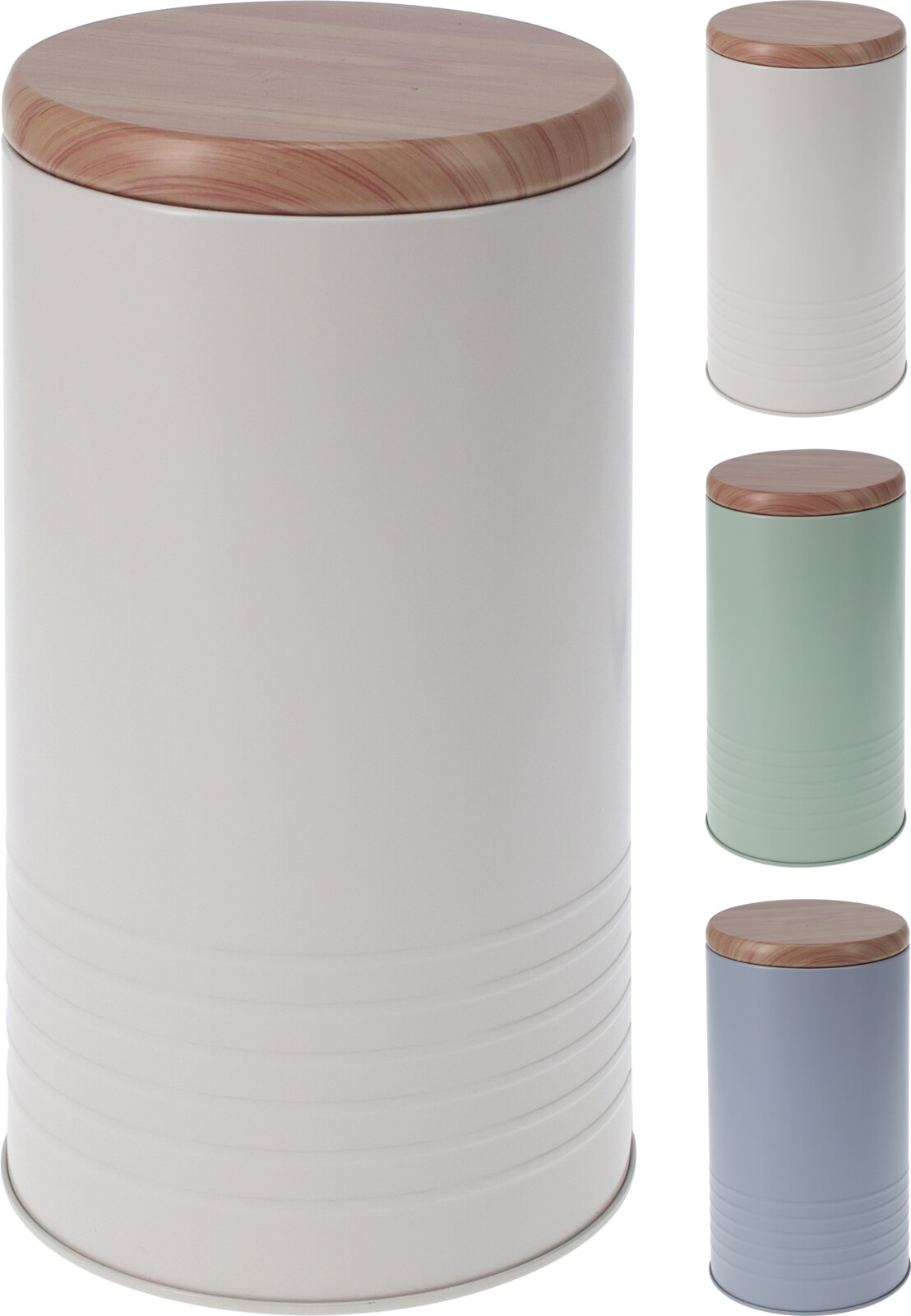 Voorraadblik met houten deksel assorti 105x190mm