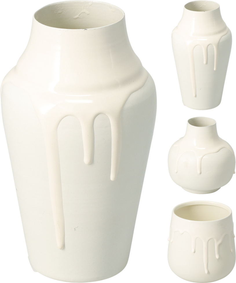 Vaas Glazuur drip hoogte 10-15cm assorti - wit