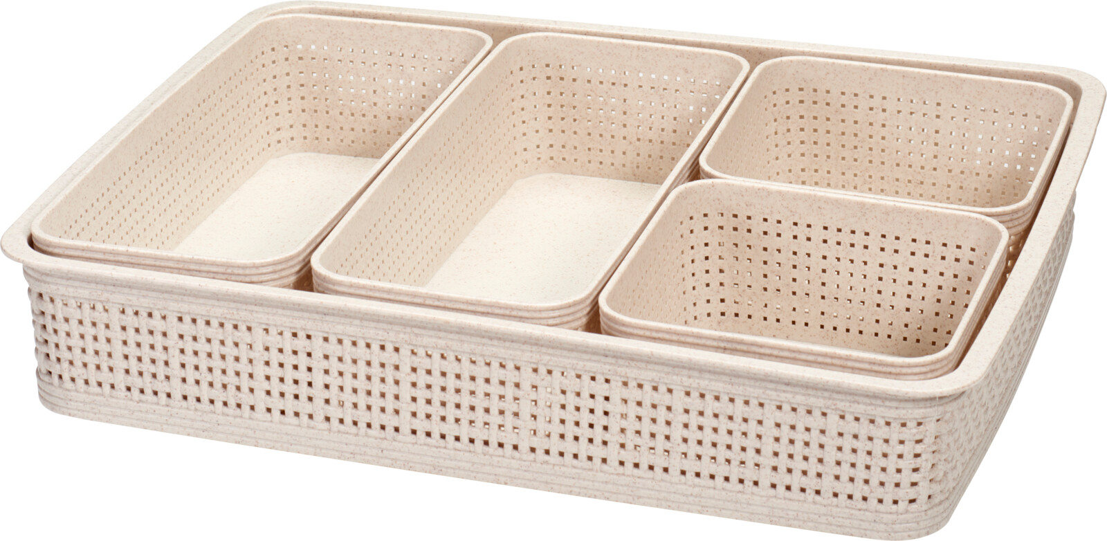 Opbergmanden set ratan Sand - 5-delig