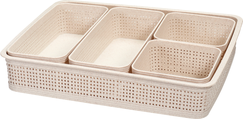 Opbergmanden set ratan Sand - 5-delig