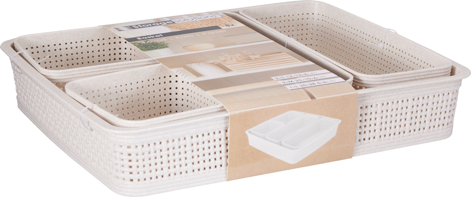 Opbergmanden set ratan Sand - 5-delig