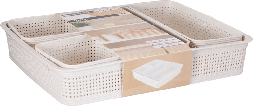 Opbergmanden set ratan Sand - 5-delig