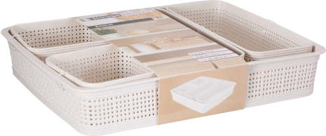 Opbergmanden set ratan Sand - 5-delig